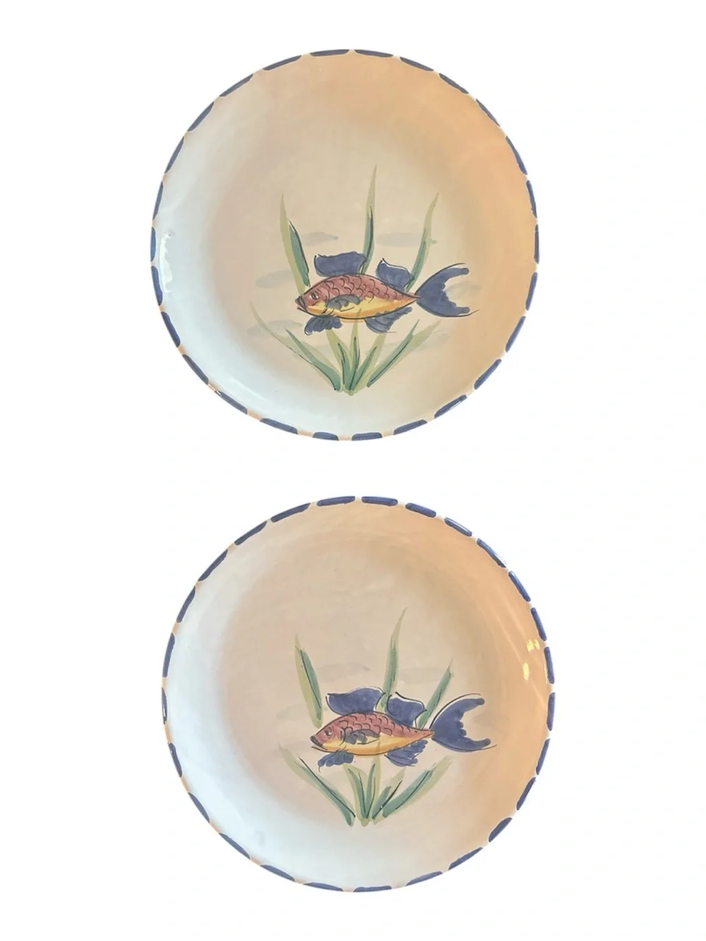 Vietri Al Mare Fish Dinner Plates - Set of 2